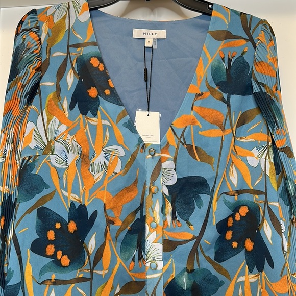 Milly Greer‎ Watercolor Azalea Top Sz M Blouse - Picture 5 of 7